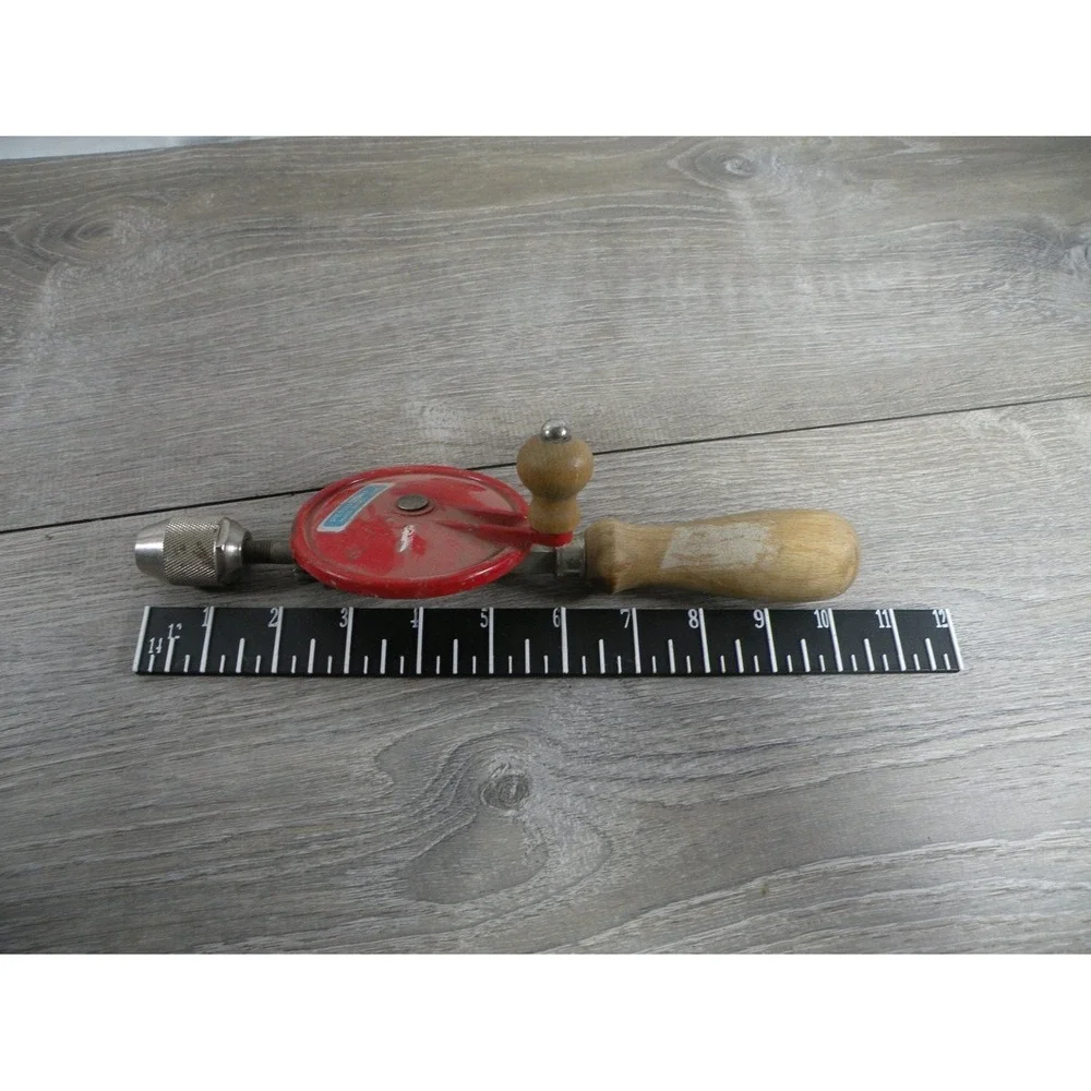 Penncraft 9220 Hand Drill 11.5 in Red Steel Single Pinion Design Vintage Crank